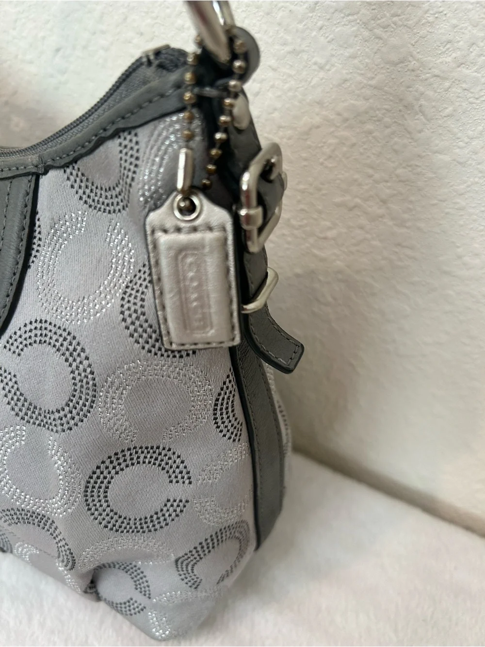 Coach Madison Dotted Op Art Gray G1082- 44379 Shoulder Bag Mini Hangtag Y2K